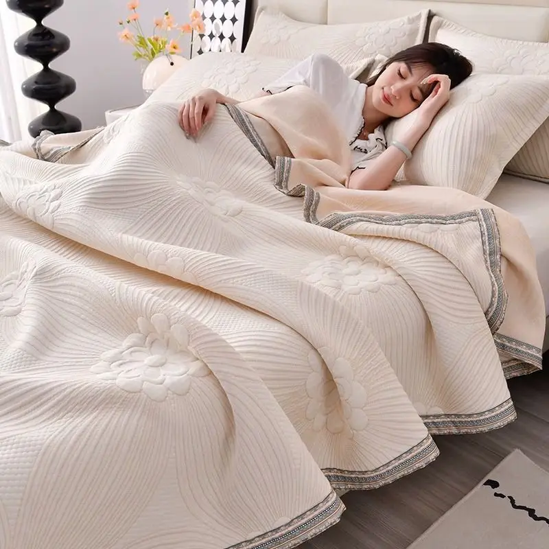 

A-class Quality Wormwood Knitted Cotton Jacquard Summer Cool Quilt Student Dormitory Children Soft Comfortable Single Blanket