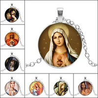 creative classic christian virgin mary necklace new believer christian pendant photo necklace fashion art crystal jewelry