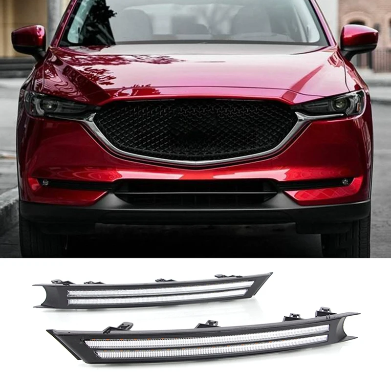 

2Pcs LED Fog Lamp DRL With Turn Signal Night Blue Daytime Running Lights For-Mazda CX-5 CX5 2017 2018 2019