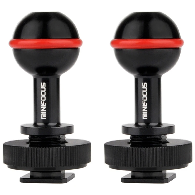 

2X Diving Cold Shoe 1 Inch Ball Mount Head Base Adapter Connector