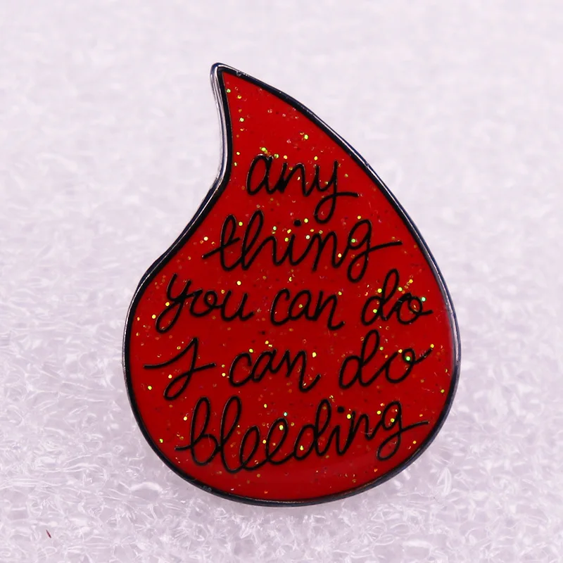 

ANYTHING YOU CAN DO I CAN DO Red Glitter Inspirational Quote Brooch Hard Enamel Pins Badge Jewelry Accessory