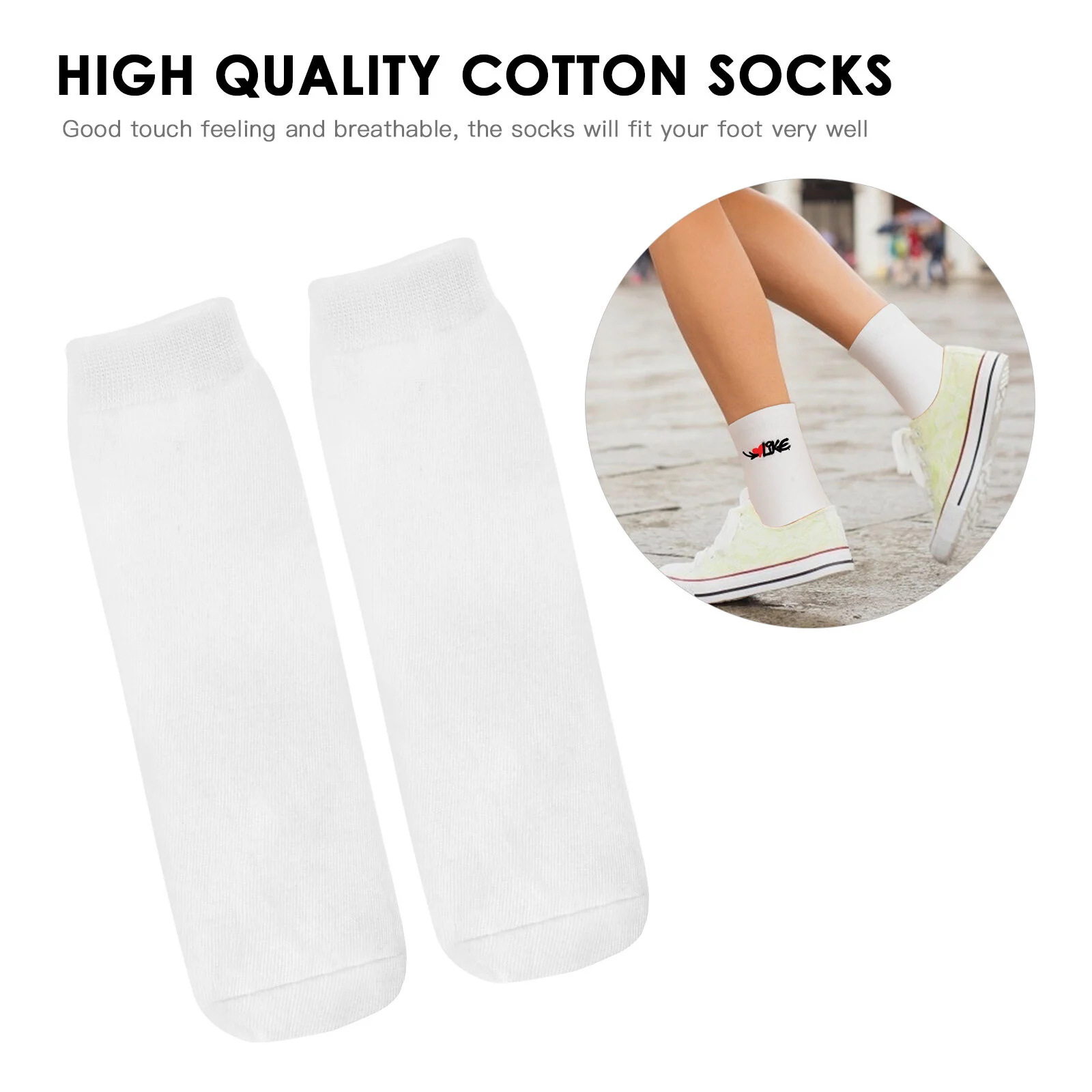 Dye Blank Socks Hot Sublimation Double-sided Printing Printable Straight DIY Elastic White