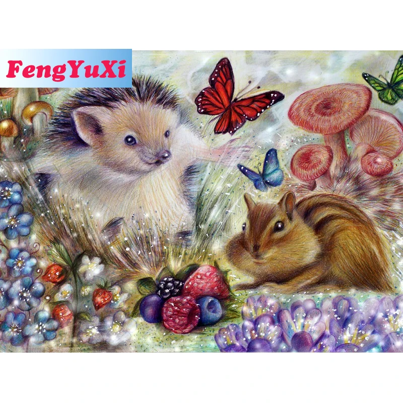 FengYuXi 5D DIY Полная квадратная/круглая алмазная живопись вышивка крестиком белка