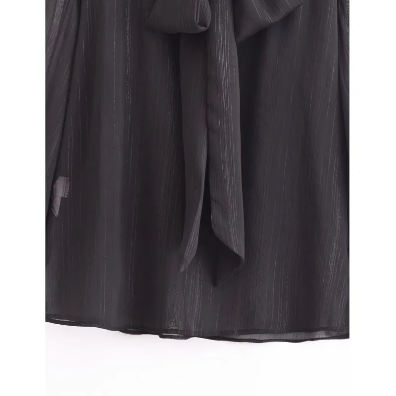 TRAF рубашка с бантом из металлической нити для женщин осенняя одежда повседневная