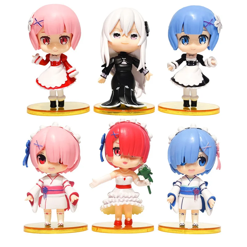 

Anime Figure Set Re:zero Ram Rem Emilia Echidna Re: Starting Life In A Different World From Zero PVC Model Figures Toys Gifts