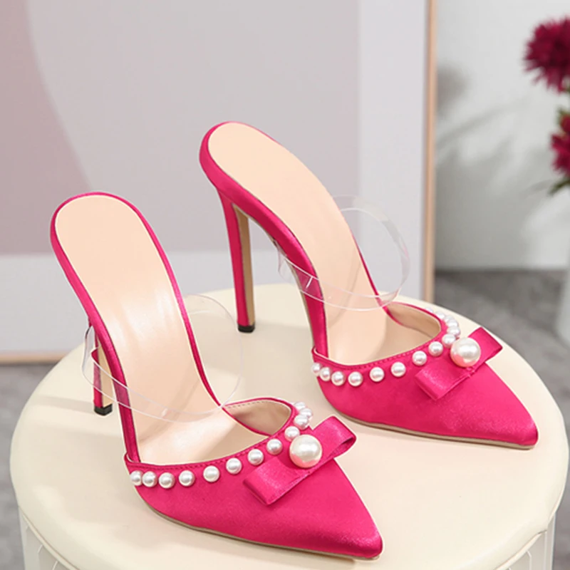 

Ladies High Heels Slides Sandals 2022 Pointed Toe Butterfly-knot Female Elegant Fashion Party Women Pumps Pointed Toe Shoes
