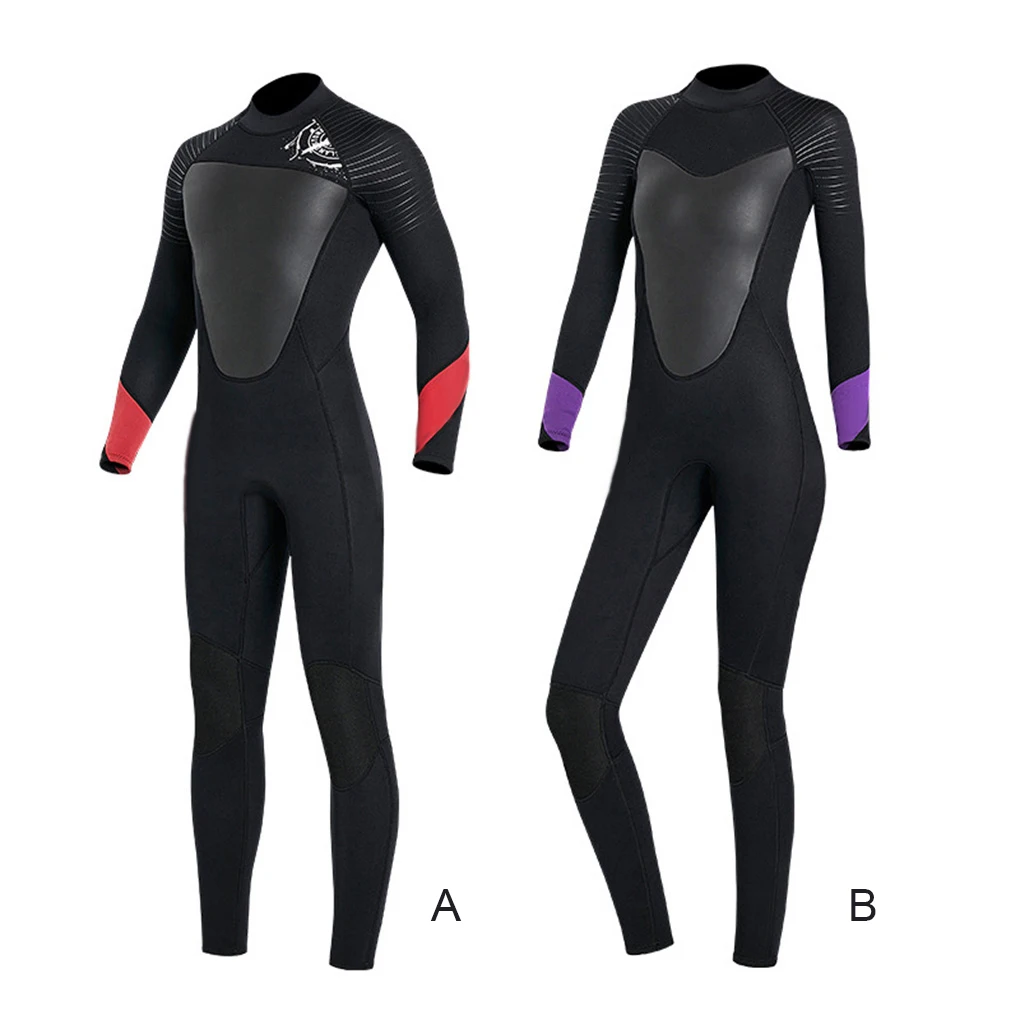 Diving Snorkelling Suit Colorful Stylish Watersport Swimming Kayaking Freediving Long Sleeve Wetsuit Woman Black L