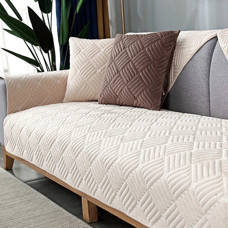 

Однотонный плюшевый чехол для дивана Yupartex