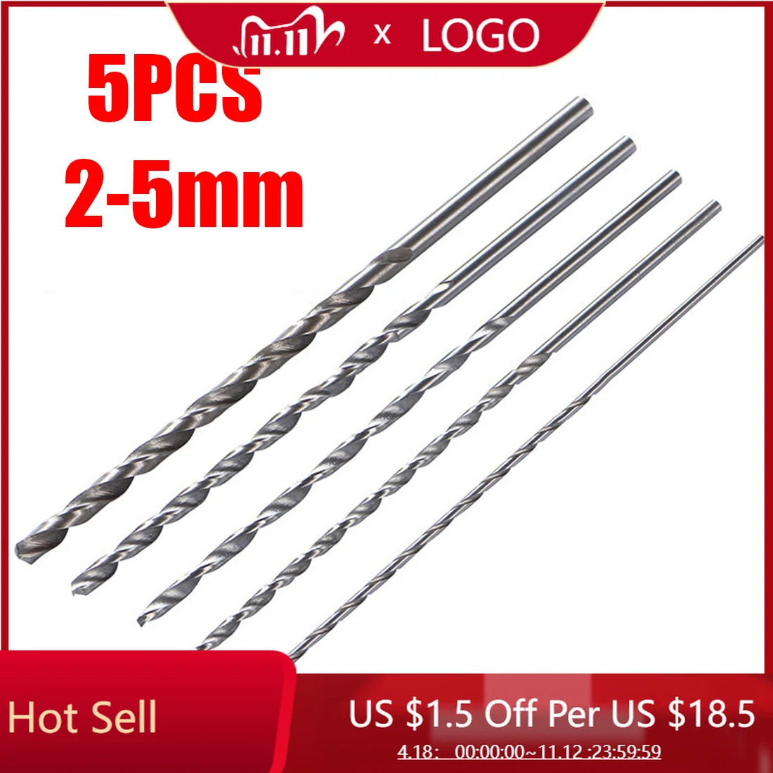 

5pcs HSS 150mm 2-5mm Extra Long Straight High Speed Steel Shank Drill Bits Set Wood Plastic Aluminum Straight Shank Drilling Bit