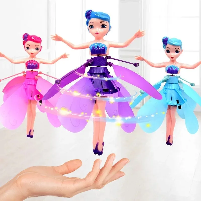 Induction Flight Luminous Fairy Doll Flying Toys ,Kids Mini RC Drone Princess Doll Toy Toy Girl Creative Birthday Gift