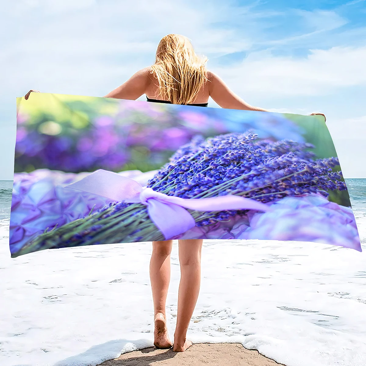 Лавандовые пляжные полотенца Пион Роза Ванная комната Кухня Бассейн Ванна Лицо