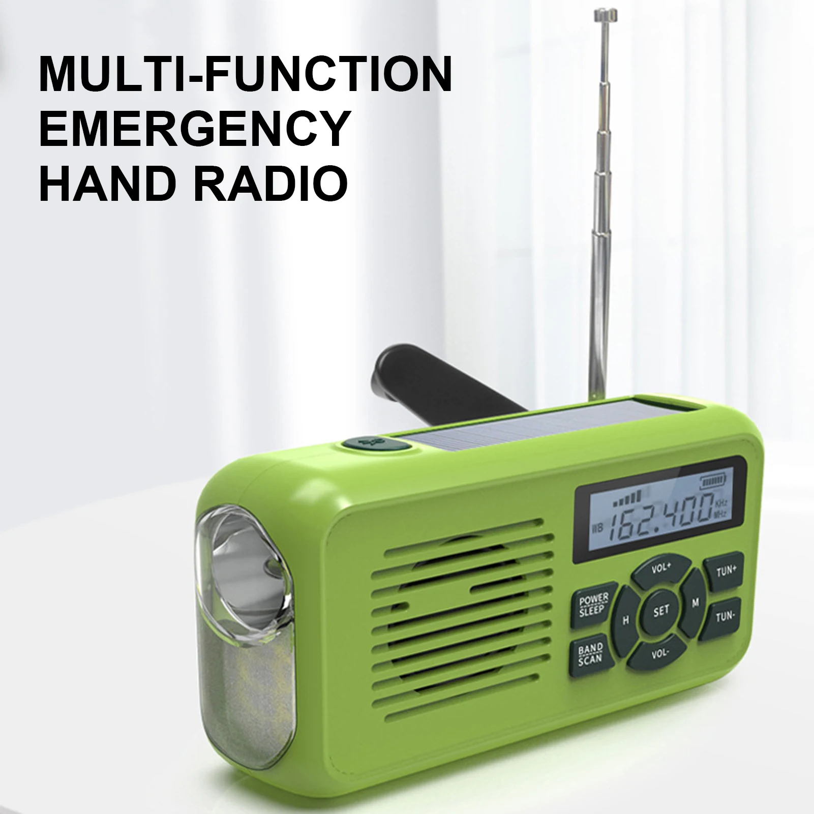 

2000mAh Emergency-Radio AM/FM/WB Weather Alert Solar Crank Radios 2000mAh Power Bank Cell Phone USB Charging LED Flashlight