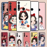 pretty snow white princess phone case for motorola g10 g22 g31 g40 g60 g41 g50 g51 g60s g71 e6i e7i 20 30pro lite black silicone