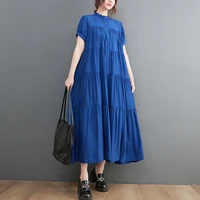 fashion women dress loose oversized summer casual solid color elegant lady maxi long dress clothing french style vestidos