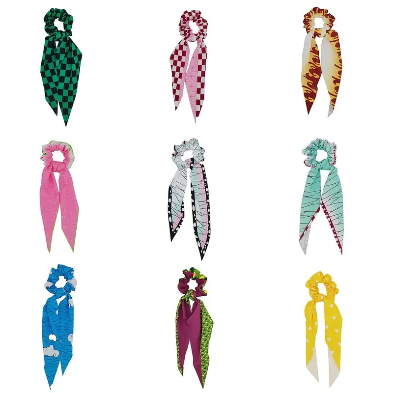

Anime Demon Slayer Kamado NezukoTanjirou Cosplay Hair Band Girl Headdress Accessories large intestine hair tie ribbon toys gift