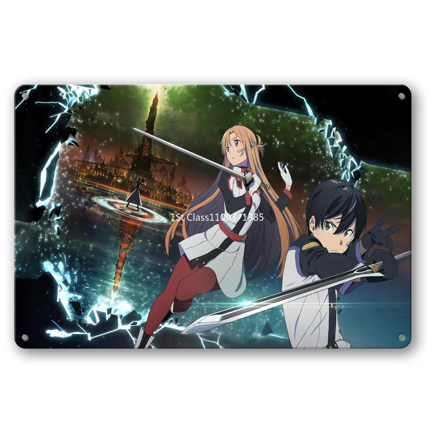 

Asuna and Kirito metal wall sign decoration for bedroom bar cafe club wall tin decoration, art creative plaque can be customized