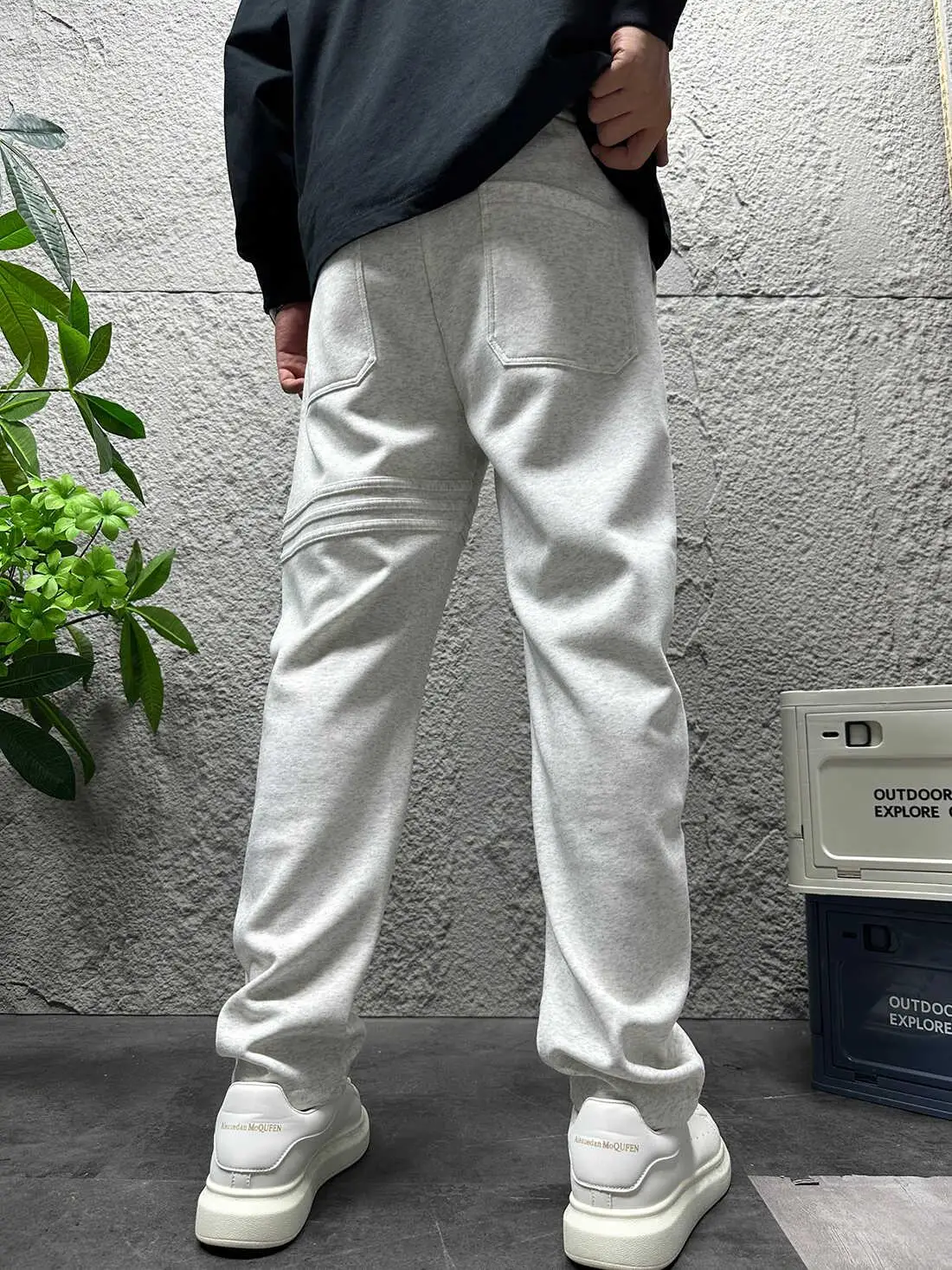 Осенние и зимние серые мужские брюки с тремя полосками прямые спортивные