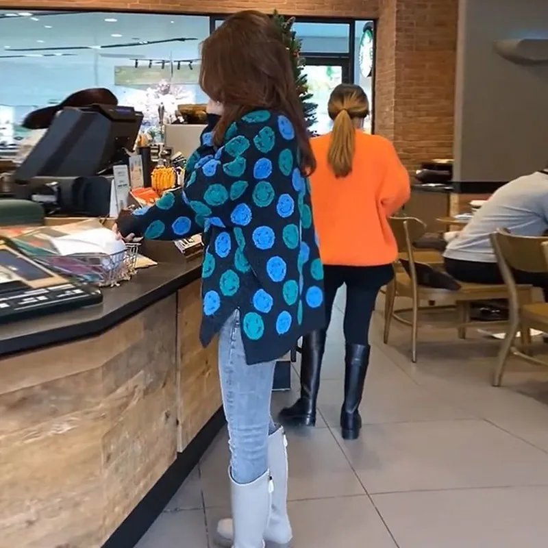 Женский трикотажный свитер свободного покроя повседневный пуловер с круглым