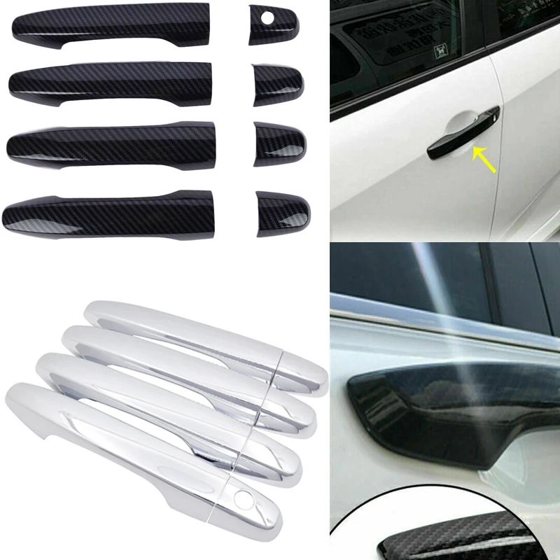 

Накладки на дверные ручки из хромированного/углеродного волокна для Honda CR-V CRV Civic 2012 2013 2014 2015 2016, накладки, аксессуары для стайлинга автомобил...