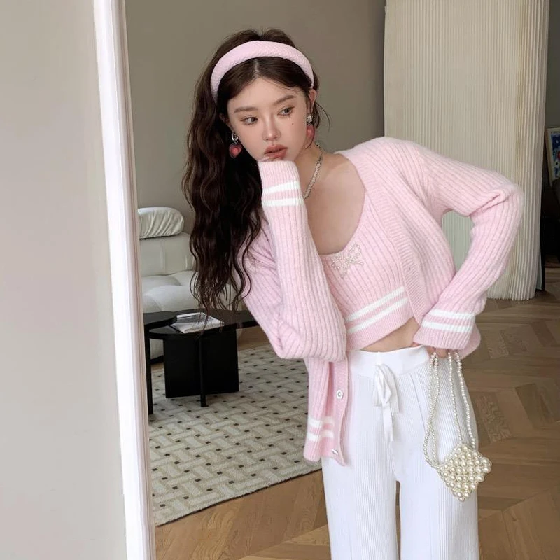 Женский свитер без рукавов с жемчужным бантом и v-образным вырезом жилет +