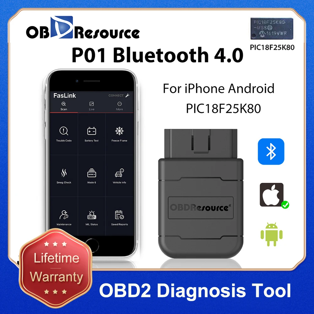 Автомобильный диагностический сканер obdresources V1.5 ELM327 PIC18F25K80 OBDII считыватель кодов