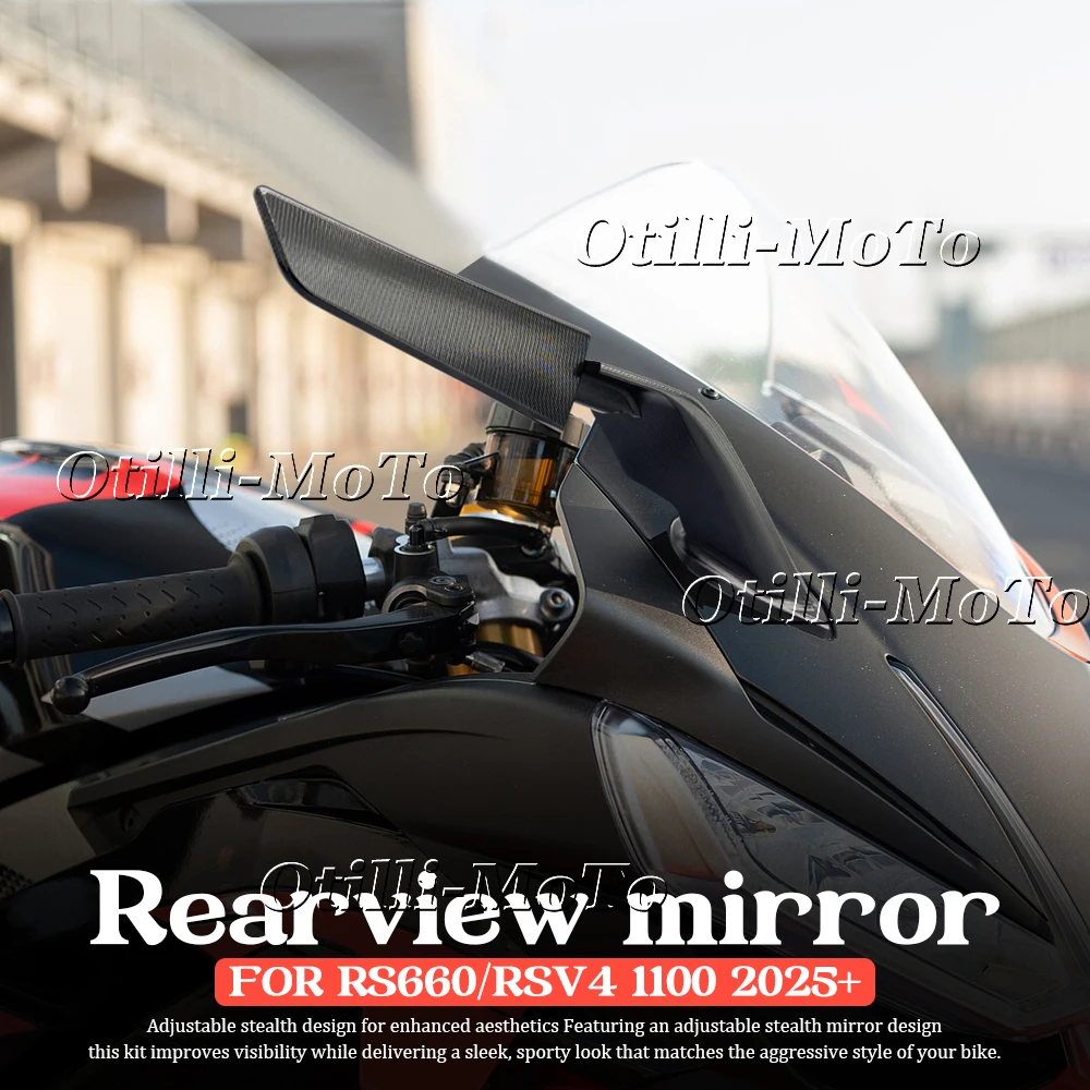 Фото Для Aprilia RS660 rs660 2026- Зеркала заднего вида Stealth Mirrors, спортивные зеркала-винглеты, регулируемые зеркала, мотоциклетные зеркала-винглеты. №4