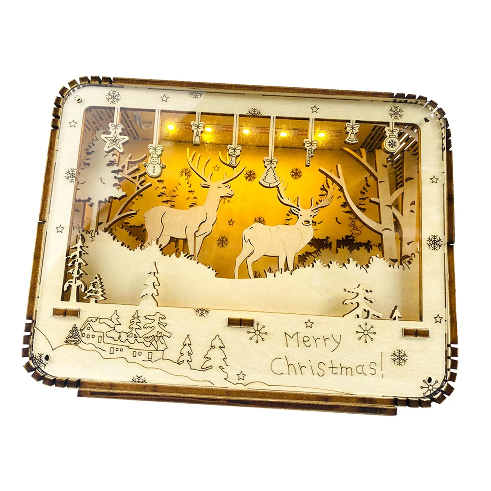 

Деревянный 3D пазл-головоломка для детей и родителей, Рождественская светящаяся коробка, строительные Игрушки для маленьких домов со светод...