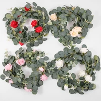 christmas garland decorative wreath artificial eucalyptus leaf rose home welcome sign diy wall door hanging pendant