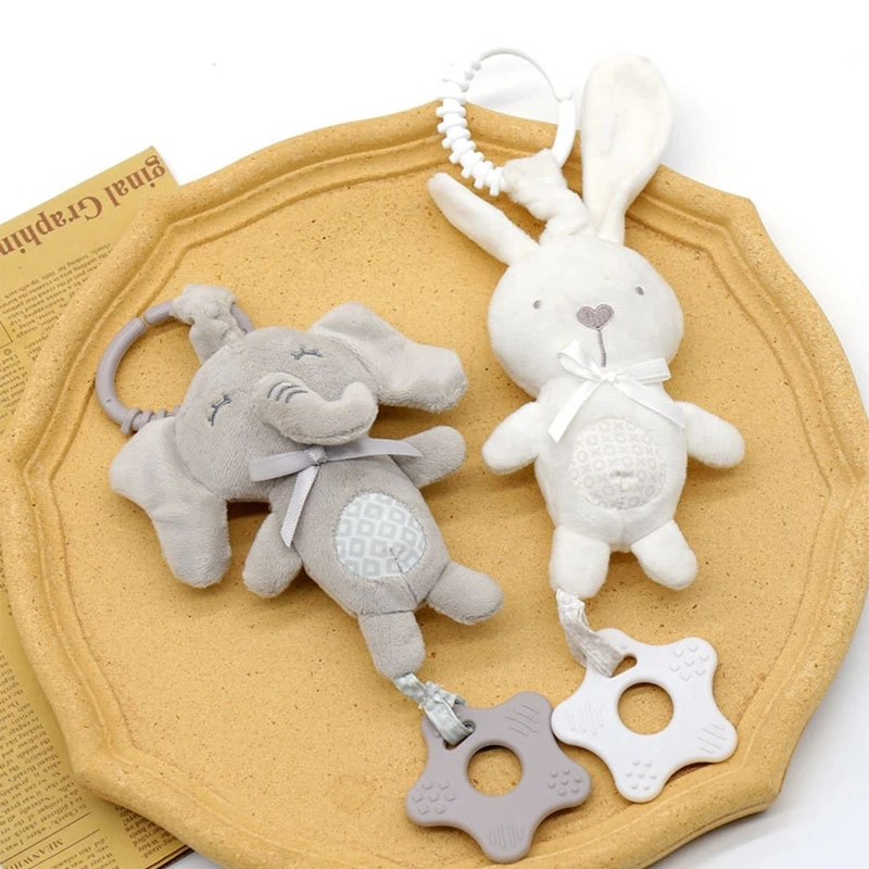 

Cartoon Animal Shake Bell Pendant Plush Elephant Rabbit Cute Rattle Windchime for Newborn Baby Grab Ability Training Toys