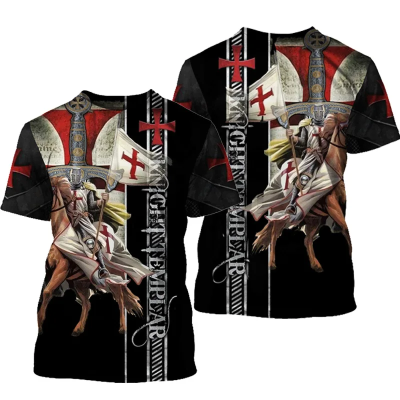 

T-Shirt manches courtes col rond pour homme, estival et décontracté, à la mode, Style Templar knight, 6XL, 2021