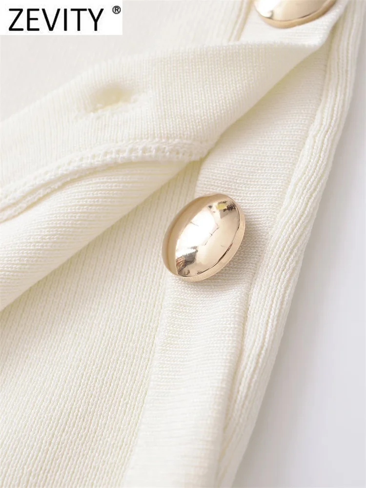 Модный женский вязаный жилет Zevity с круглым вырезом без рукавов боковыми