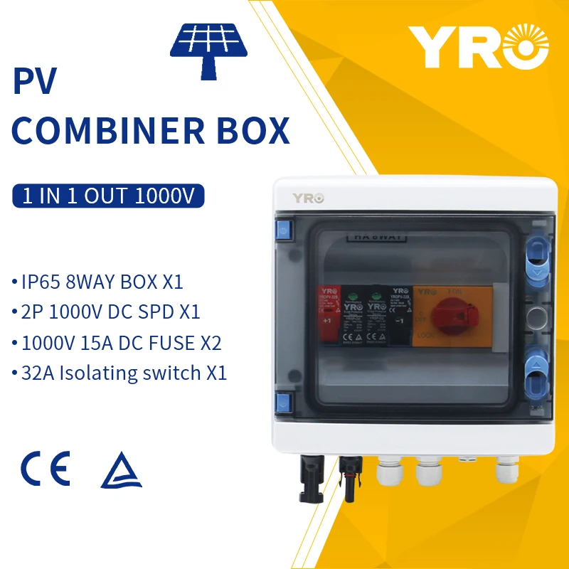 

1 in 1 out 1000V Photovoltaic lightning protection photovoltaic DC combiner box waterproof plastic distribution box complete