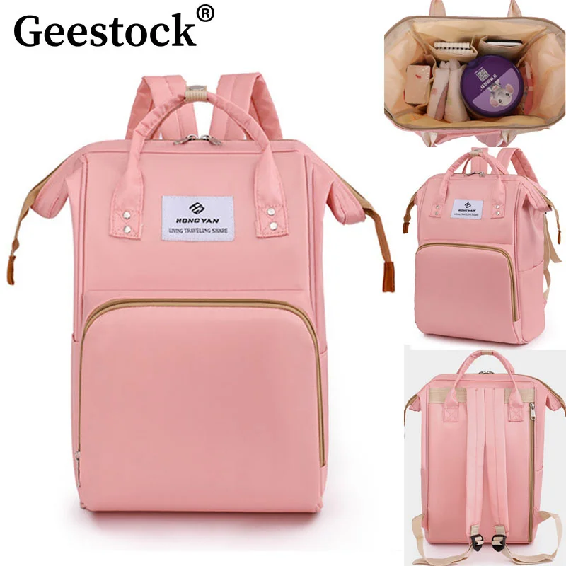 

Geestock Waterproof Mummy Bag Multi-Function Maternal Boy Backpack Outdoor Travel Diaper Bags For Baby Care Portable Handbag