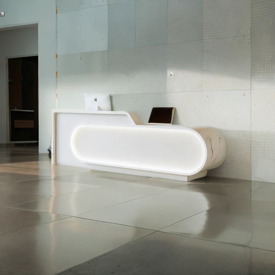 Ассиметричная настольная стойка магазина с витриной эстетический центр декора