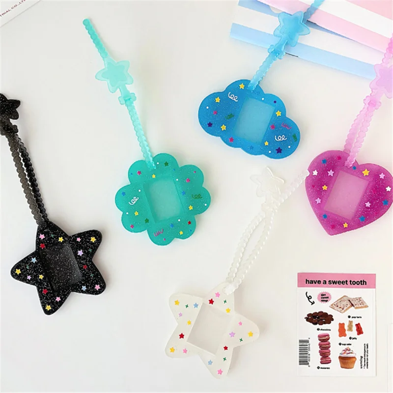 KPOP 1 шт. милая звезда 1-дюймовый держатель для карт ID Photo Маленькая карта Блестящий