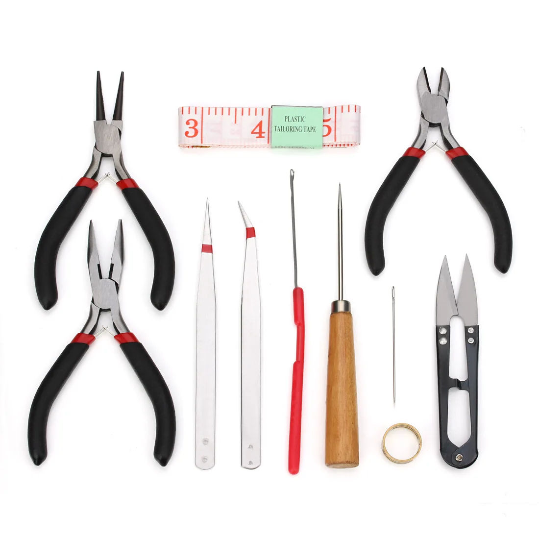 DIY Tool Sets Repair Accessories Jewelry Making Supplies Kit With Crochet Hook Tweezers Scissors Card Pack Ring and Tape Measure