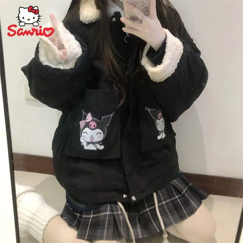 

Original Cinnamoroll Kuromi Mymelody Jk Cotton Clothes Cartoon Sanrio Female Winter Clip Cotton Thickened Students Cotton Coat