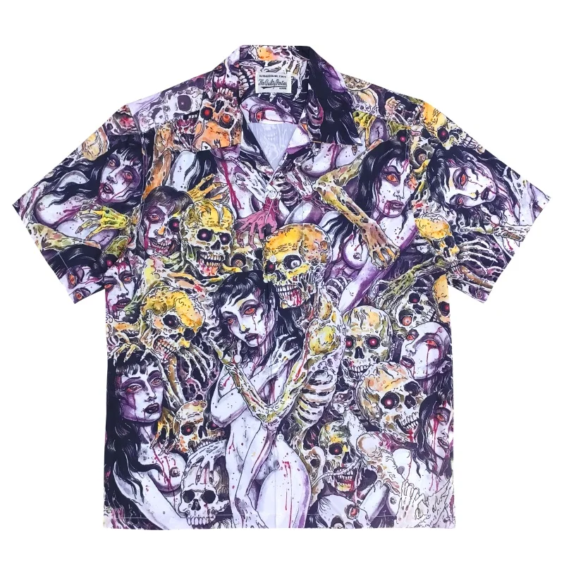 

Рубашка WACKO MARIA мужская с коротким рукавом, Модный повседневный красивый топ в японском стиле, Гавайский стиль, неподвижная, король, лето 2023