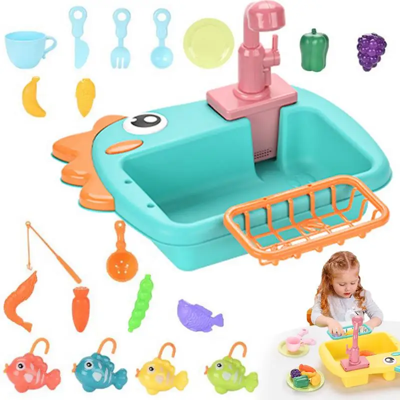 

Kids Kitchen Sink Toy Sink Dishwashing Set Toys Pretend Play House Game Children's Simulation Electric Kitchen Dishwasher Toys