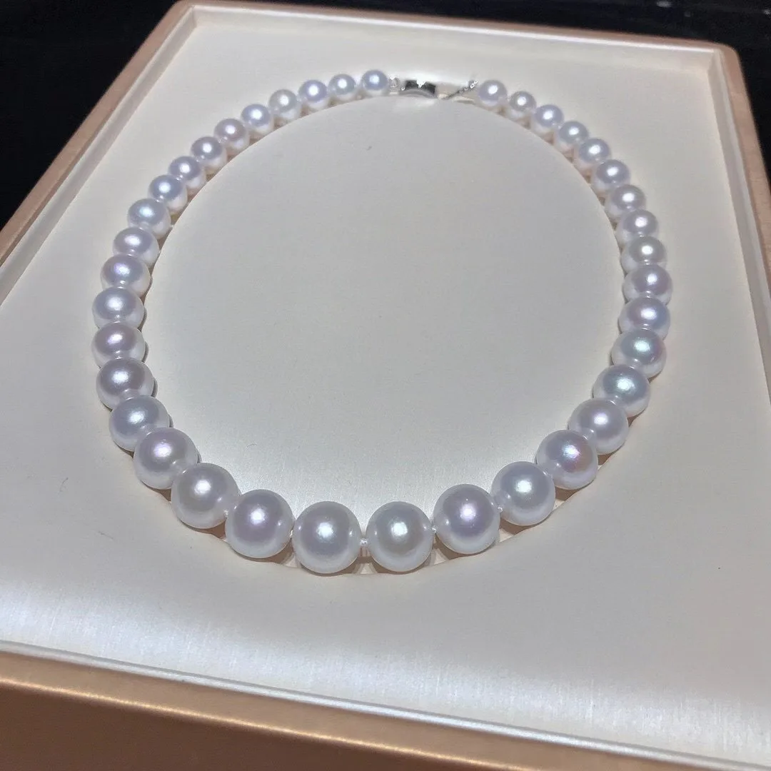 

Huge Charming 18"11-14mm Natural South Sea Genuine White Round Pearl Necklace Free Shipping for Women Jewelry Necklaces