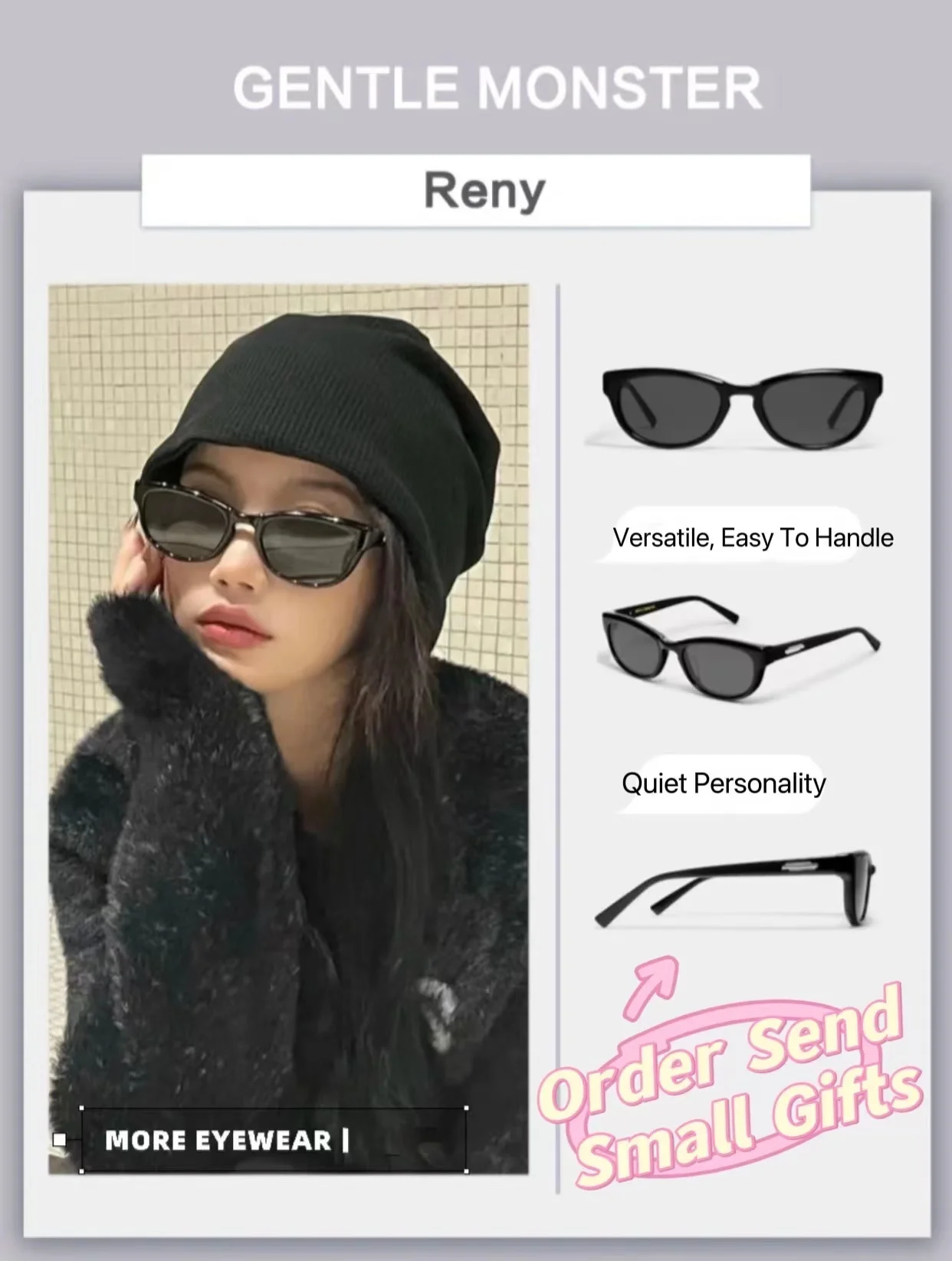 

2022 New GENTLE MONSTER GM Black Frame Sunglasses Women Men Seasons Hot UV Cat Eye And UV400 Fashion Lunettes Solaires Homme