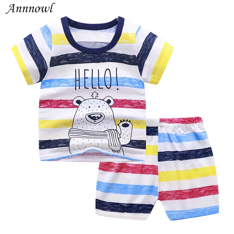 

Fashion Summer Baby Girl T-shirt Short Pants Set for Kids Boy Cartoon Cotton Sports Clothes Toddler Tracksuit 2 Pieces Suit 1-5T