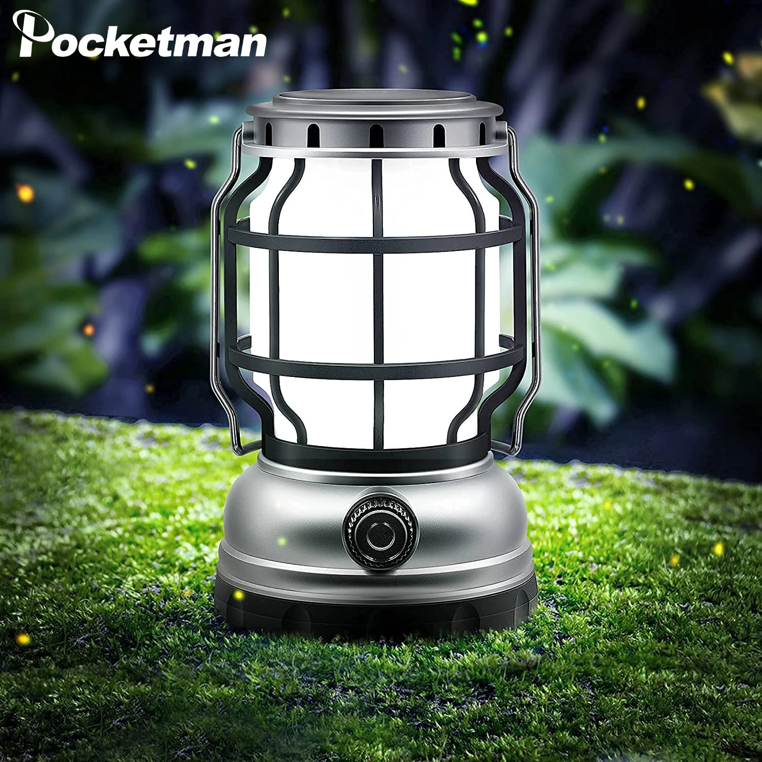 Solar Lantern Waterproof Camping Lantern Rechargeable Camping Light with Emergency Power Bank Outdoor Hanging LED Portable Light