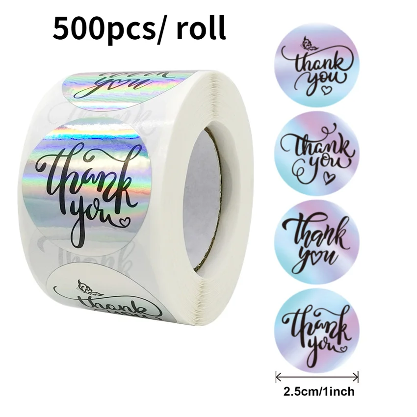 

500pcs Rainbow Laser Thank You Stickers for Supporting My Small Business Sticker Seal Labels for Wedding,Envelope,Gift Wrapping