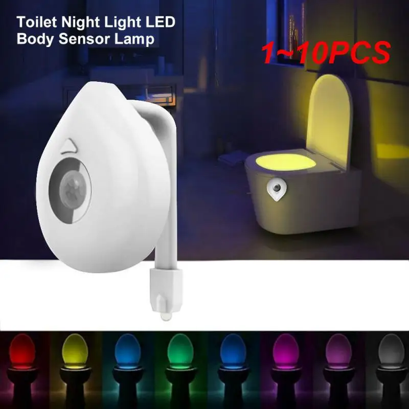 

1~10PCS Colors Changing Toilet Bowl Night Light Motion Sensor LED Waterproof Bathroom Light Battery Operated For Washroom Home