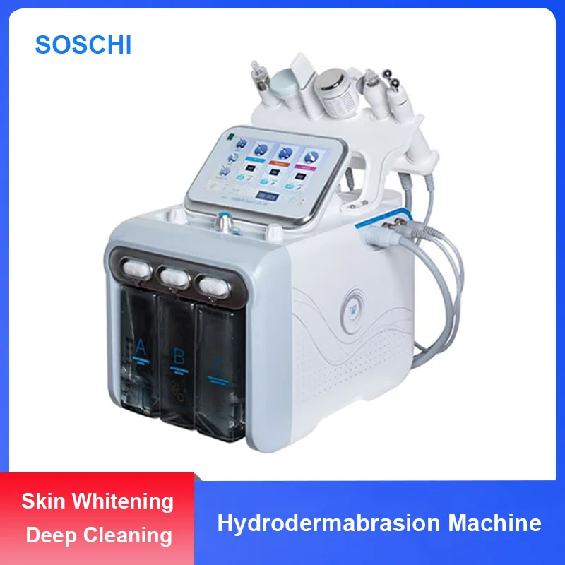 6 in 1 H2O2 Hydro Dermabrasion Beauty Machine Water Microdermabrasion Rf Lifting Oxygen Jet Diamond Peeling Spa Device