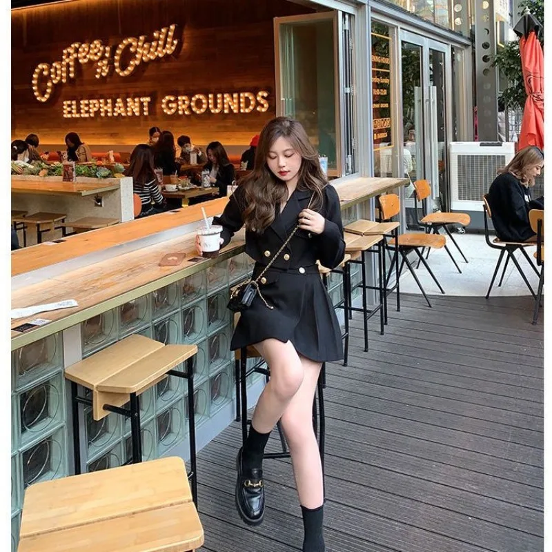 Женский костюм-двойка в стиле ретро Черный Элегантный Приталенный костюм из двух