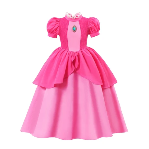 Платье принцессы Персиковое для девочки, розовый костюм для косплея для девочек, детская одежда для выступления на сцене, Детский костюм на день рождения, карнавал, детской одежды