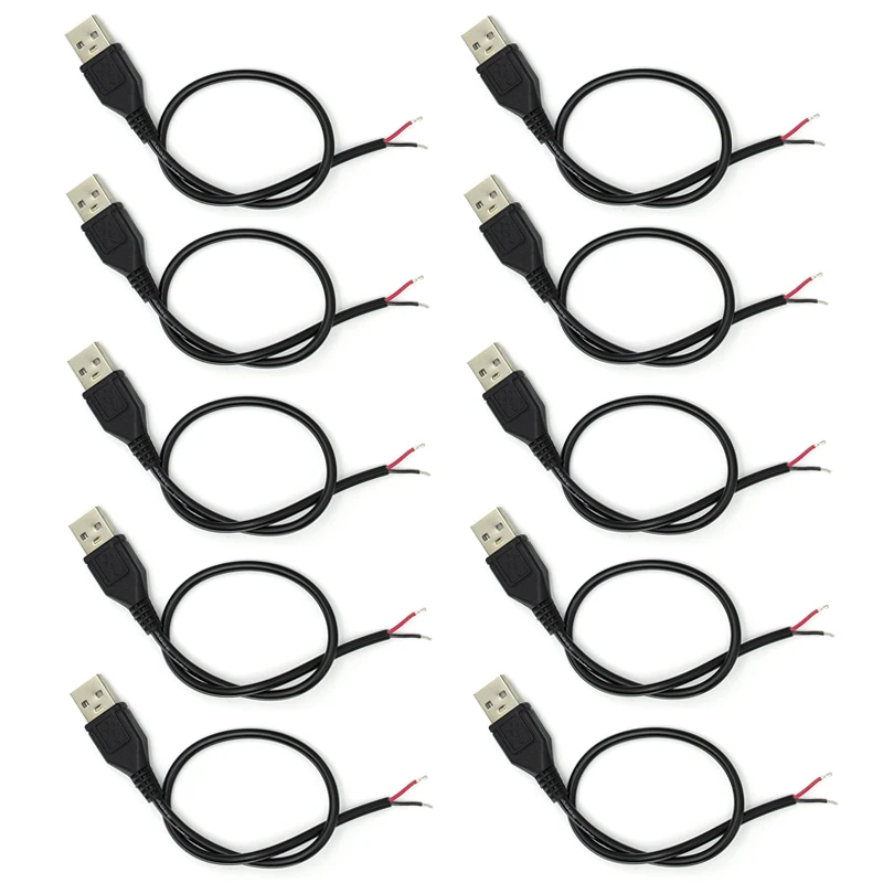 

10 шт. USB 2,0 штекер 2-контактный голый провод USB-кабель питания DIY косичка кабель для USB-оборудования установлена замена ремонта DIY ﻿