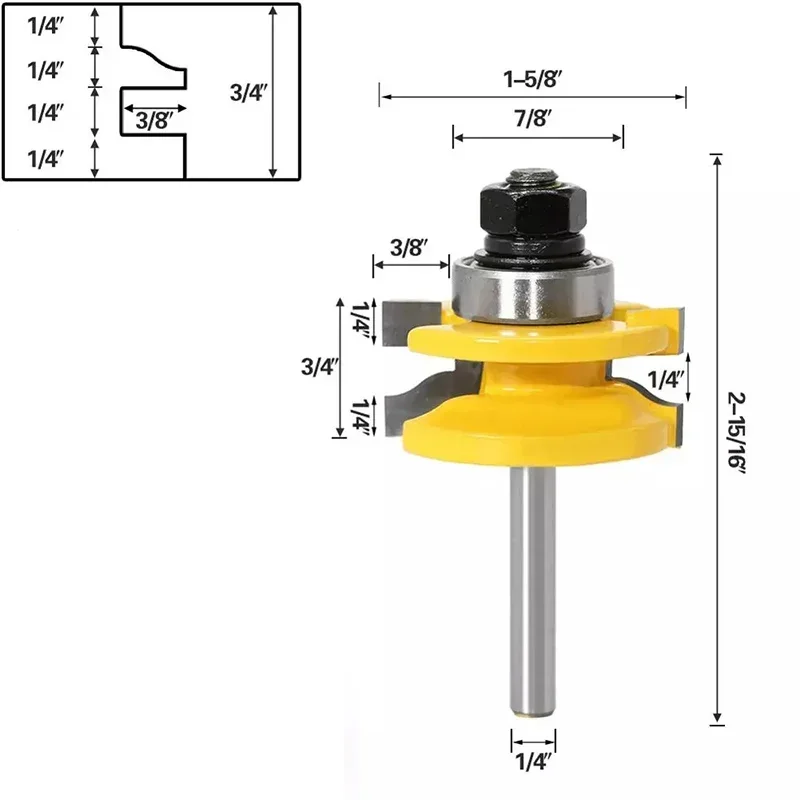1/4 &quotхвостовик 3 шт. большая дверная шиповая фреза набор направляющих для шкафа и